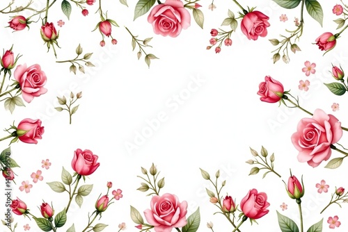 Wallpaper Mural Delicate watercolor rosebuds & leaves, repeating pattern, spring, repeat, pink Torontodigital.ca