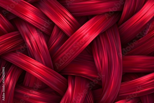 Obraz na płótnie Deep red, interwoven, glossy ribbons create a complex, textured pattern w salonie