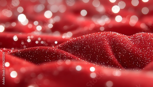 Obraz na płótnie Sparkling red fabric with soft, undulating folds and bokeh lights w salonie