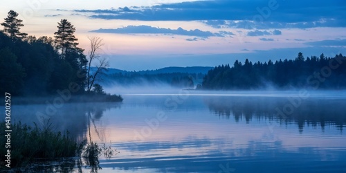 Misty Lake Sunrise Landscap...