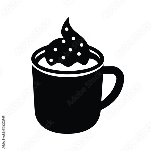 Hot Cocoa Stencil Icon Vector Illustration