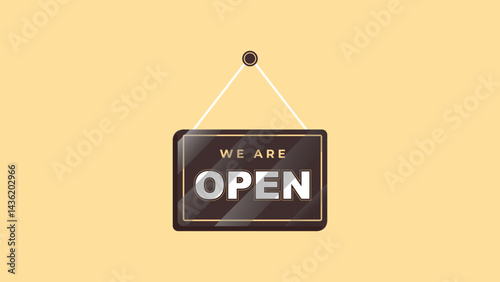 Vector Graphics Wooden OPEN Board. Shop Opened Sign