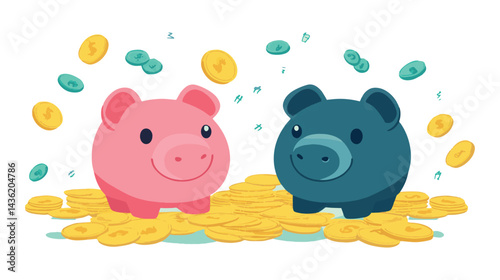 piggy bank and coins