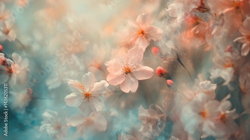 Spring blossoms, soft focus, dreamy garden, nature background, website header
