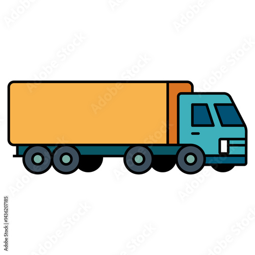 Illustration of a colorful bright truck on a white background