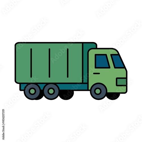 Illustration of a colorful bright truck on a white background
