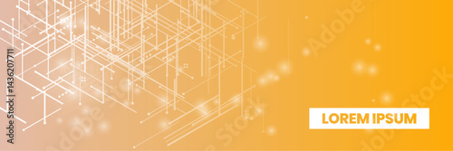 Bright digital network on a vibrant gradient background. tech lines