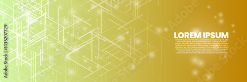 Bright digital network on a vibrant gradient background. tech lines