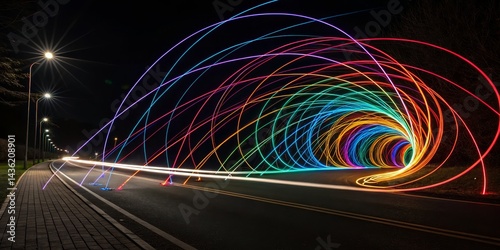 Rainbow Light Trails Tunnel...
