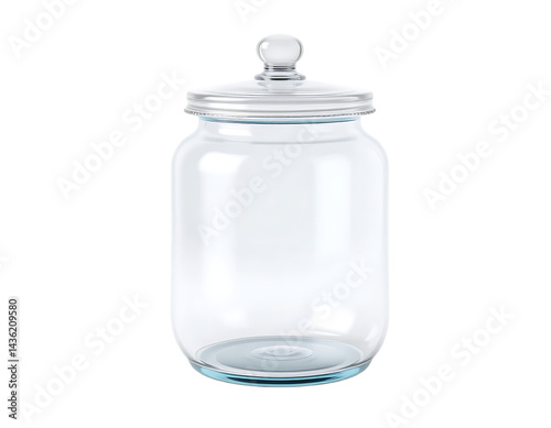 Clear Glass Jar with Lid on Transparent Background