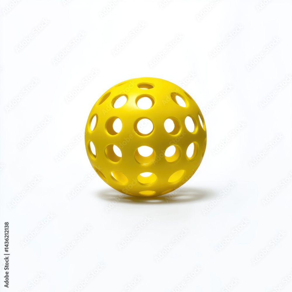 Yellow perforated ball, single object isolated on white background Yellow perforated ball, single object isolated on white background