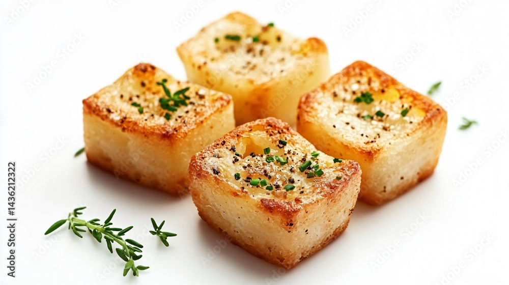 Croutons Isolated on White Background for Culinary Designs and Recipes Croutons Isolated on White Background for Culinary Designs and Recipes