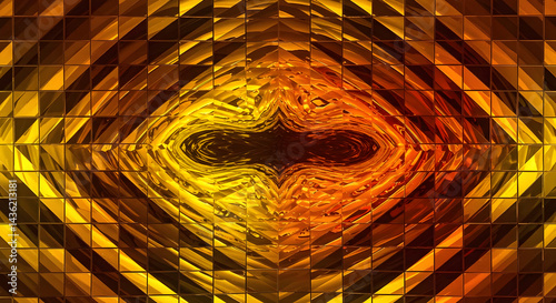 Abstract Golden Mosaic With a Vortex Center Background Image