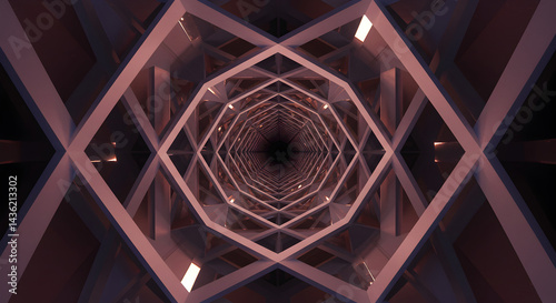 Illuminated Polygonal Frames Create an Infinite Tunnel Illusion in Dark Space