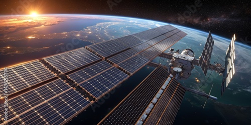 Space Station Orbiting Eart...