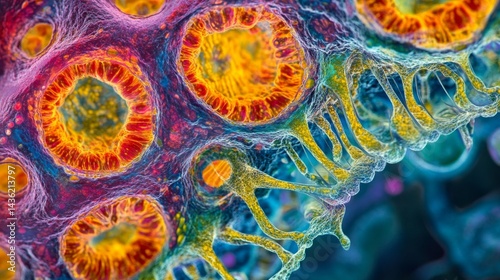 Obraz na płótnie Close View of Dynamic Cell Division During Telophase Highlighting Intricate Cellular Structures w salonie