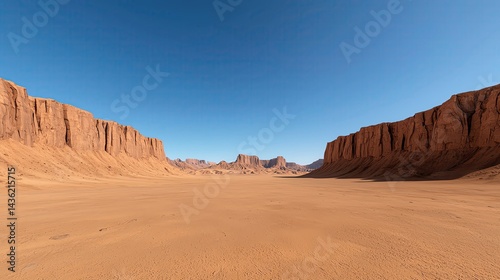 highaltitude desert plateau surrounded by sandstone cliffs, warm tones, long shadows, minimalist landscape composition