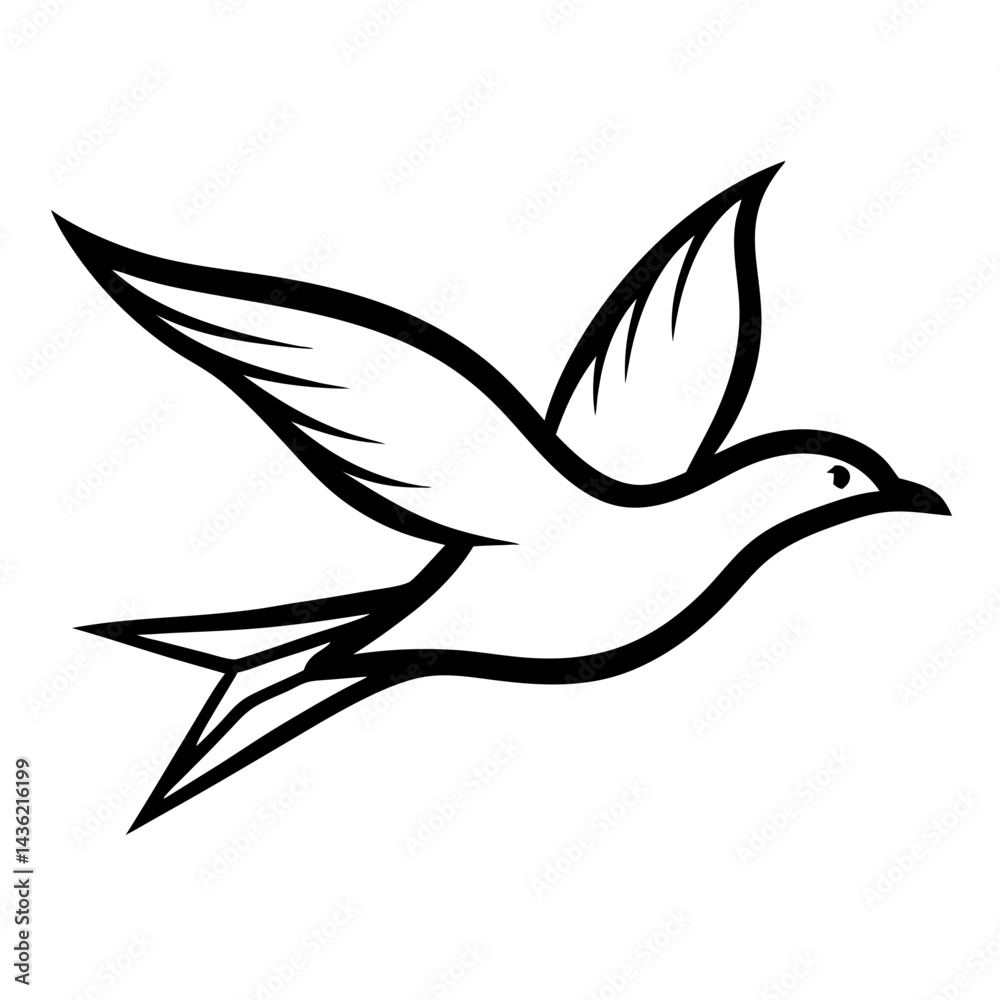 Fototapeta premium Flying bird in motion with elegant wings in a minimalist style