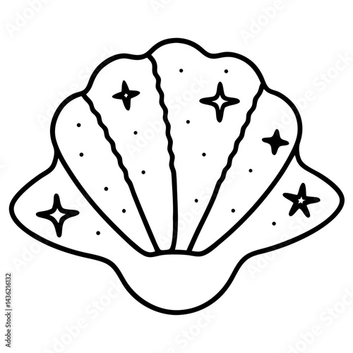 Decorative seashell adorned with stars in a charming design