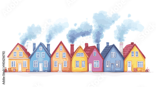 colorful houses in the sky