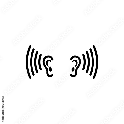 Ears Icon with Sound Waves