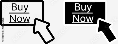 Buy now with an arrow on it line icons set. Shopping. for Shopping and E-commerce.