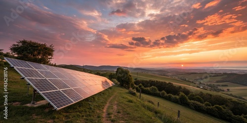 Sunset Solar Panel Array on...