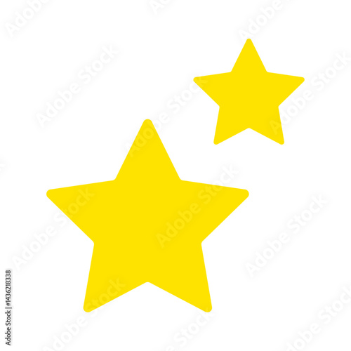 二つの星のベクターイラスト：シンプルな輝き - Two Stars Vector Illustration: Minimal Shine