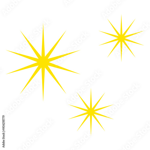 三連の輝きのベクターイラスト：シンプルな光 - Triple Sparkle Vector Illustration: Minimal Light