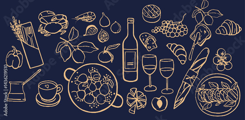 Hand drawn vintage any type of food in all vectors. Such as : Italian, Asian, Mexico and etc