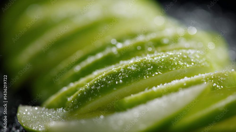 Repeating, Freshly sliced green apple close-up Repeating, Freshly sliced green apple close-up