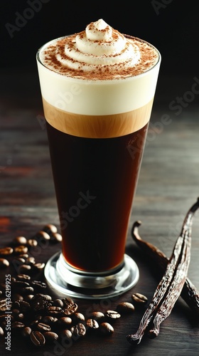 Vanilla-Spiced Cold Brew Delight in Tall Glass