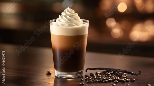 Creamy Iced Coffee Latte with Whipped Cream Swirl