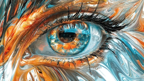 A vibrant cosmic eye defines the creativity of surreal digital art