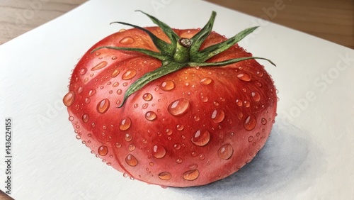 Watercolor Tomato Dew-Kisse...