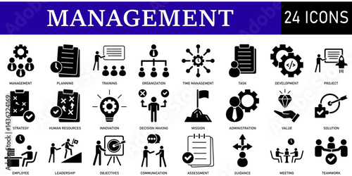 Set of Management Icons or symbols Vector fully editable file.