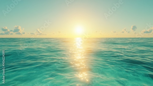 Vast tranquil blue waters, a serene seascape stretching to the horizon