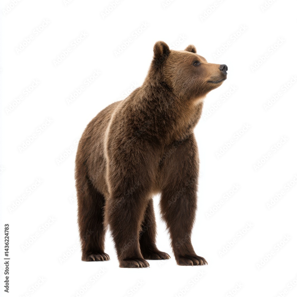 Fototapeta premium Brown bear standing isolated on white background