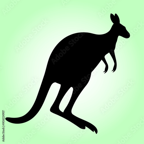 Bold Black Kangaroo Outline in Clean Minimalist Style – Dynamic Animal Vector Ideal for Travel Graphics, Adventure Branding, and Nature Decor