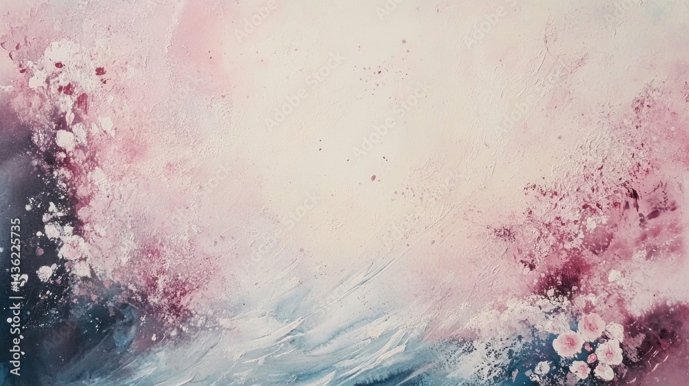 Obraz premium Abstract floral landscape painting with soft color gradients.