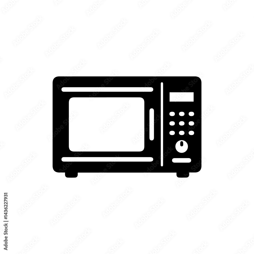 Monochrome Icon of a Microwave with Front Panel and Door Monochrome Icon of a Microwave with Front Panel and Door