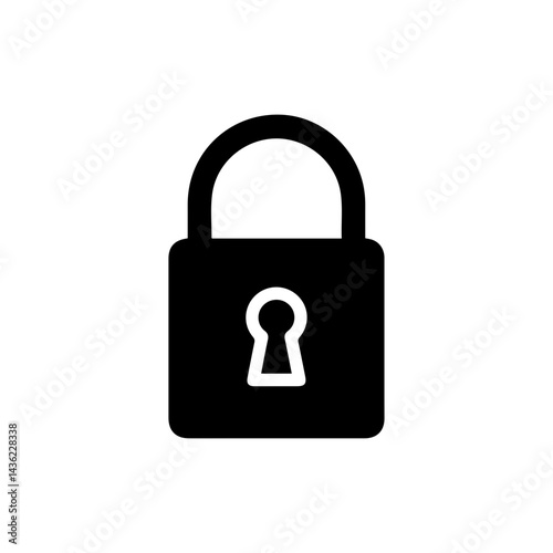Simple Black Icon of a Smart Lock with a Keyhole Symbol