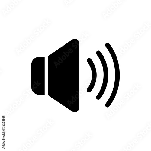 Simple Black Icon of a Speaker with Sound Waves Around It