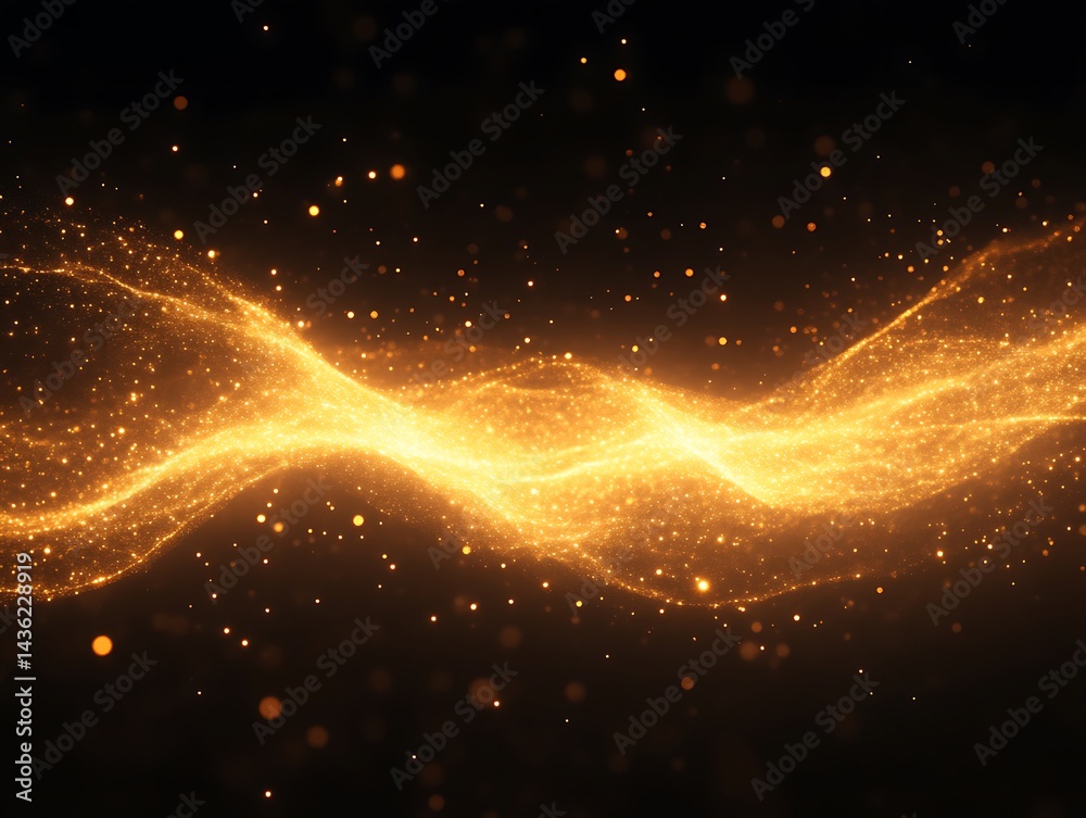 Obraz premium Golden Particle Wave Abstract Background Design