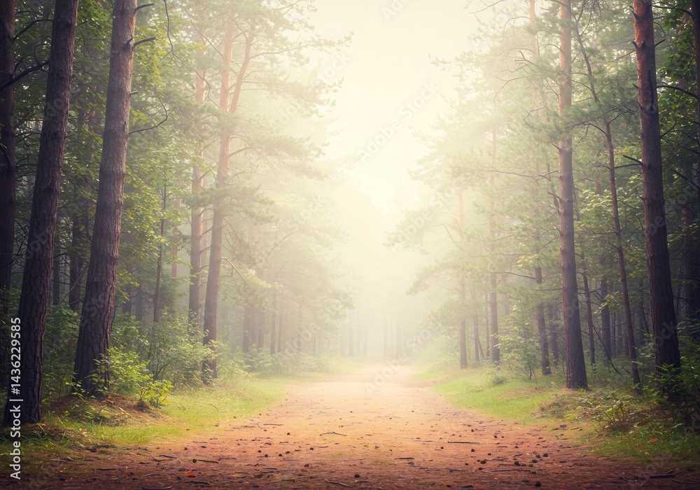 Fototapeta premium 神秘的な森道 柔らかな光が差し込む