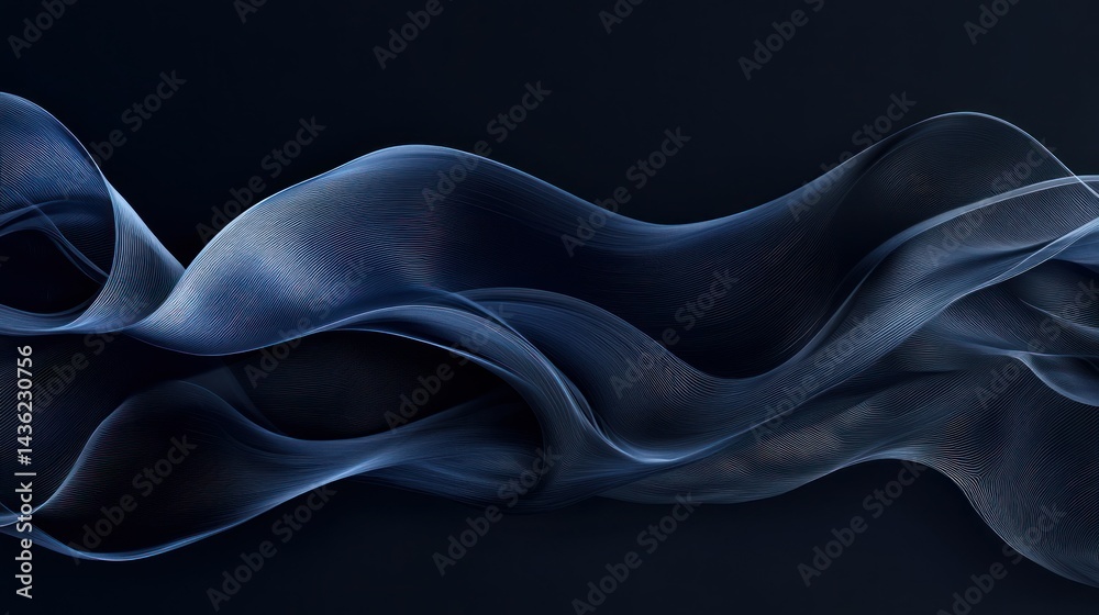Obraz premium Fluid dark blue abstract waves