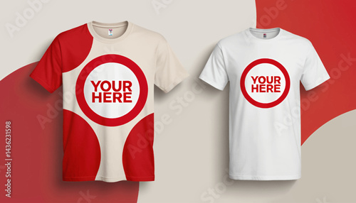 Custom T_Shirt Mockup Two Shirts with Circular Design Template Personalized Apparel Design Mockup for Your Brand or Logo_Available in Multiple Colors