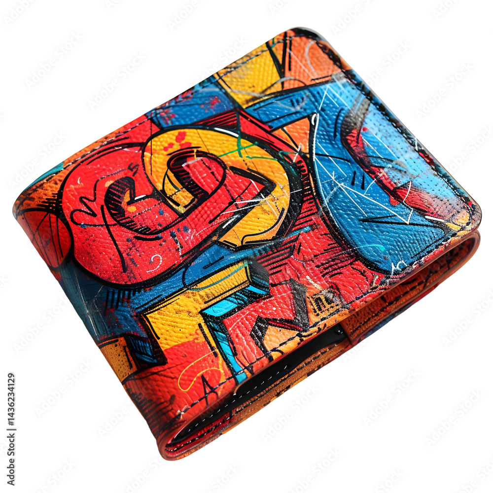 Fototapeta premium Colorful Graffiti Leather Wallet Stylish Accessory