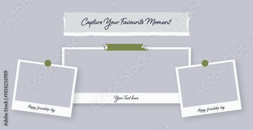 Digital Scrapbook, Blank Photo Collage, Instagram story, post templates with polaroid frames, washi tape, and doodles to give a fun