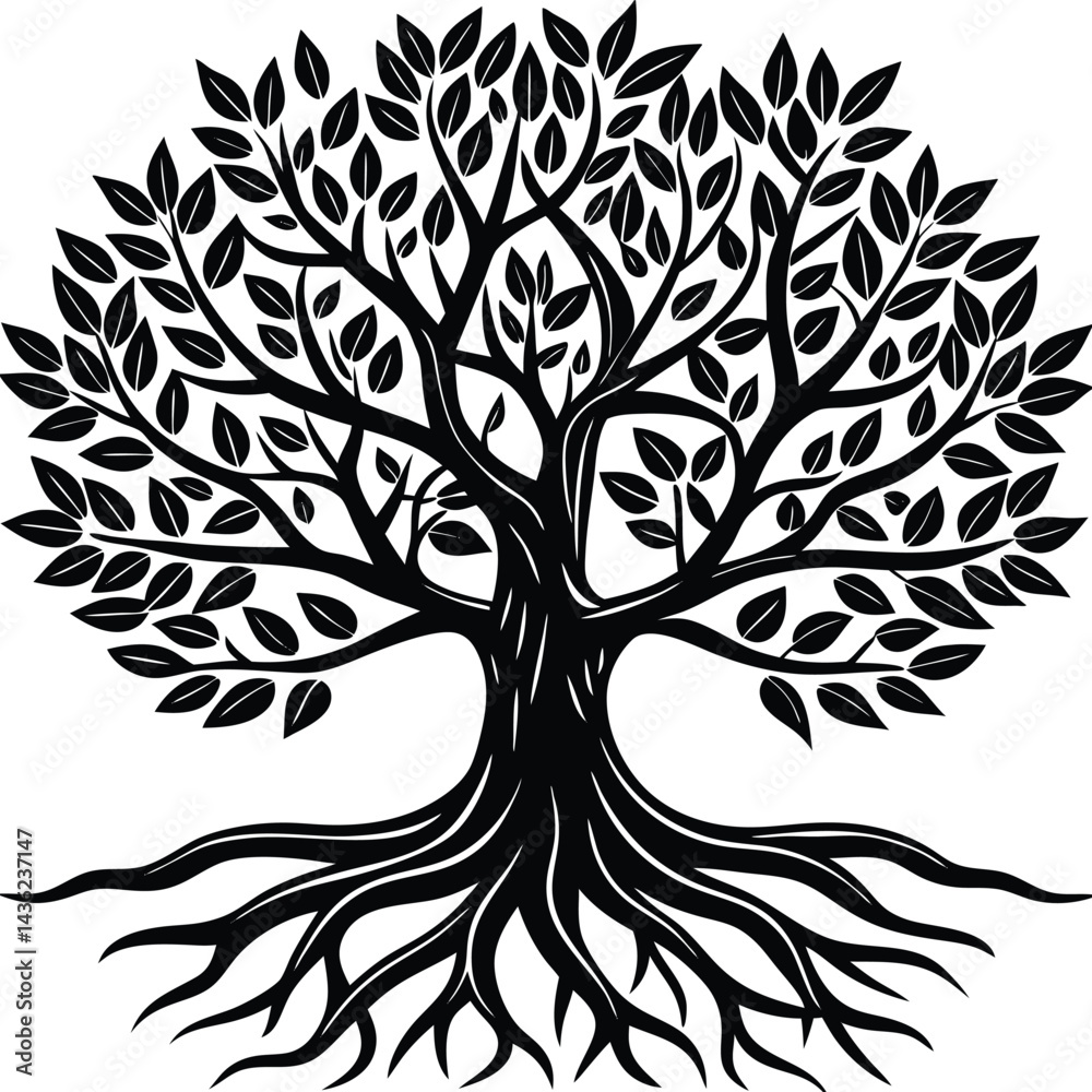 Obraz premium vector tree silhouette on white background
